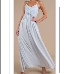 Tobi slate blue bridesmaid dress.